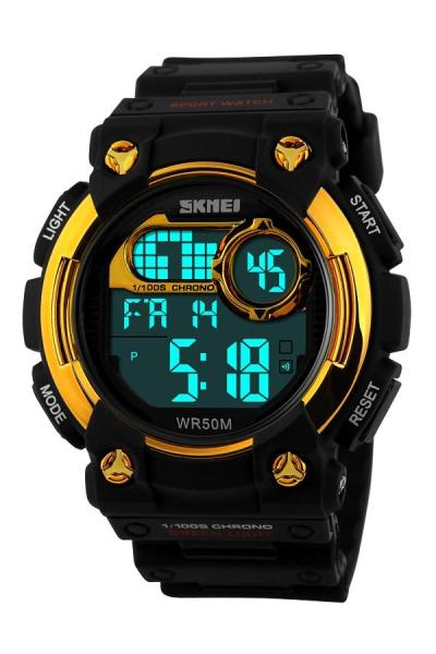 SKMEI 1054 Robo Golden Editon - Jam Tangan Pria - Tali Silicon - Hitam