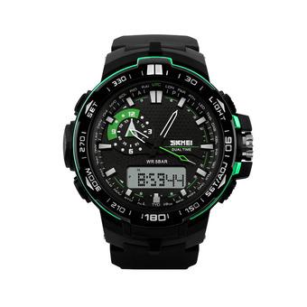 SKMEI 1081 Digital Analog Waterproof Watch (Green Black)  