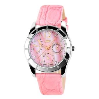 SKMEI 6911 Ladies's Fashion Elegant Refinement Pink Genuine Leather Strap Watch - Intl  