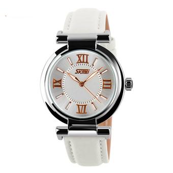 SKMEI Brand Women Dress Watches Waterproof Leather Strap Quartz Watch (White) (Intl)  