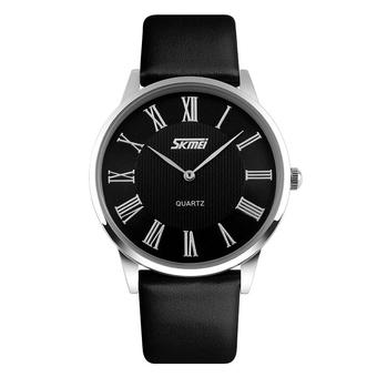 SKMEI Casual Men Leather Strap Watch Water Resistant 30m - 9092CL - Black  