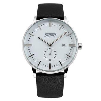 SKMEI Casual Men Leather Strap Watch Water Resistant 30m - 9083CL - Putih  