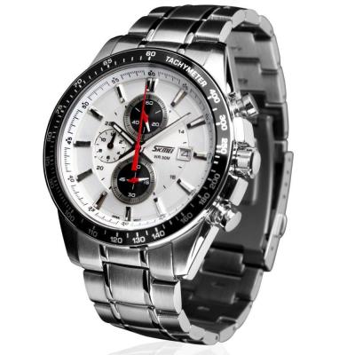 SKMEI Casual Men Stainless Strap Watch Water Resistant 30m - 0980 - White