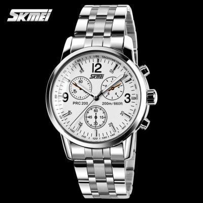 SKMEI Casual Men Stainless Strap Watch Water Resistant 30m - 9070CL - White