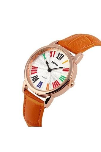 SKMEI Cheers - Jam Tangan Wanita - Oranye - Tali Kulit - 1084 CL Orange Edition  