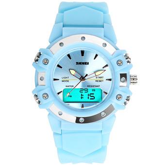 SKMEI Elegant Sky Blue Silicone Waterproof LED LCD Analog Digital Womens Sport Watch (Intl)  