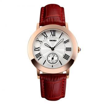 SKMEI Fashion Casual Ladies Leather Strap Watch Water Resistant 30m - 1083CL - Red  