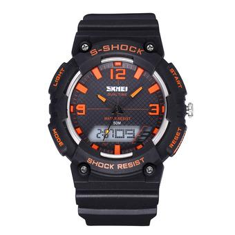 SKMEI Fashion watches cool waterproof male and female student movement in electronic watches-Orange (Intl)  