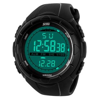 SKMEI Female Sport LED Waterproof Rubber Strap Wrist Watch -Black 1025  