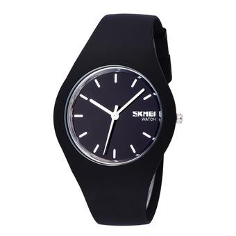 SKMEI Genuine men and women watch dazzling colorful candy colored student waterproof watch-Black White (Intl)  