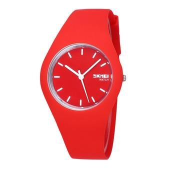 SKMEI Genuine men and women watch dazzling colorful candy colored student waterproof watch-Red (Intl)  