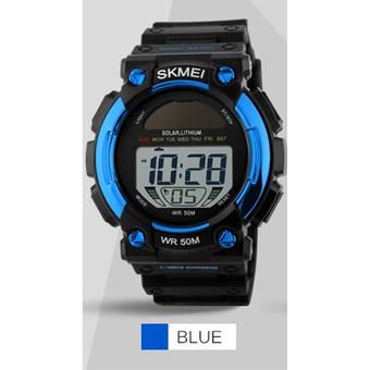 SKMEI Jam Tangan LITHIUM SOLAR POWER Waterproof Dual Time Tenaga Surya - Biru  