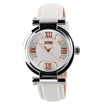 SKMEI Lady's Classic Roman Number Analog Quartz Leather Band Watch (Intl)  