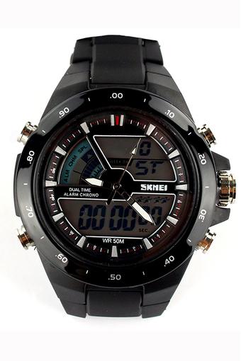 SKMEI Men Dual Display Waterproof Multi-function LED Sports Watch (Black)- Intl  