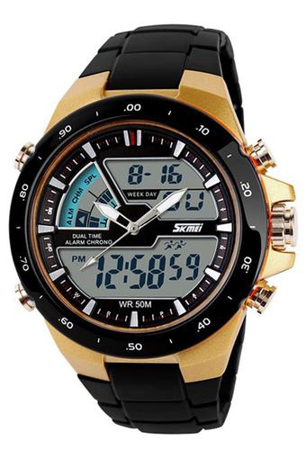 SKMEI Men Dual Display Waterproof Multi-function LED Sports Watch (Gold)- Intl  