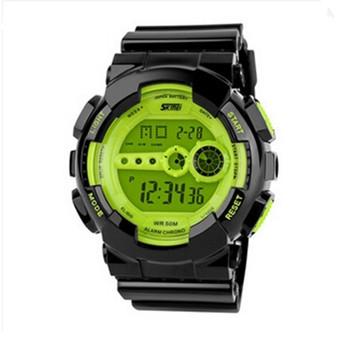 SKMEI Men Waterproof Auto Date Chronograph Digital Wristwatch Black Rubber 1026  