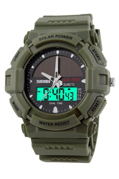 SKMEI Men's 1050 Solar Power Full Green Edition - Jam Tangan Pria - Tali Karet - Hijau