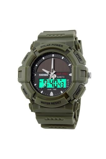 SKMEI Men's 1050 Solar Power Full Green Edition - Jam Tangan Pria - Hijau - Tali Karet  