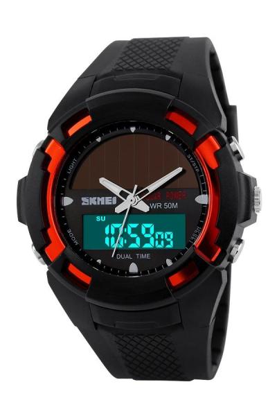 SKMEI Men's Bizzare 1056 - Jam Tangan Pria - Warna Hitam - Tali Karet - Merah