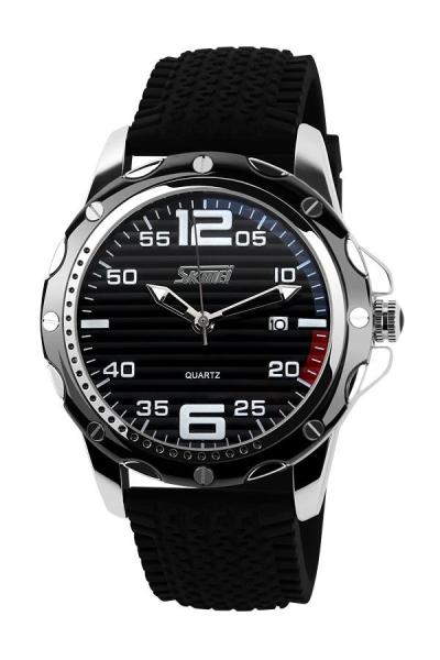 SKMEI Men's ICY 0992 - Jam Tangan Pria - Warna Hitam - Tali Karet Lembut - Putih