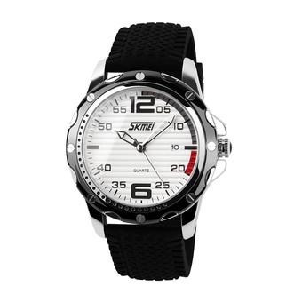 SKMEI Men's ICY 0992 - Jam Tangan Pria - Warna Putih-Hitam - Tali Karet Lembut  