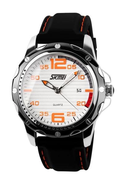 SKMEI Men's ICY 0992 - Jam Tangan Pria - Warna Putih- - Tali Karet Lembut - Oranye