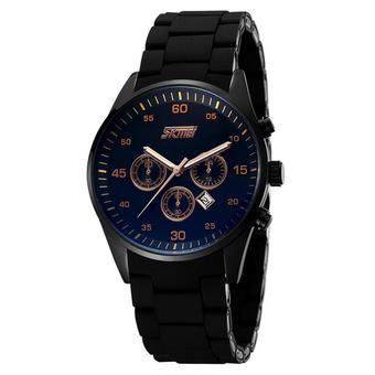 SKMEI Men's Luxury Classic Dial Date Rubber Band Analog Quartz Watch - Intl  