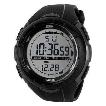 SKMEI Men's Sport LED Waterproof Rubber Strap Wrist Watch -Titanium 1025  