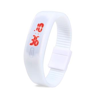 SKMEI Rubber Strap Rectangle Dial LED Watch (White) (Intl)  