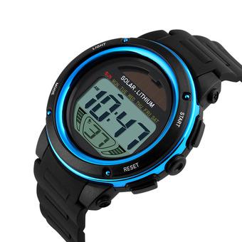 SKMEI Solar Powered Digital Men Women Sprots Watch Big Dial 5ATM Water-resistant Multi-function Unisex Wristwatch with Chronograph Alarm Backlight (Intl)  