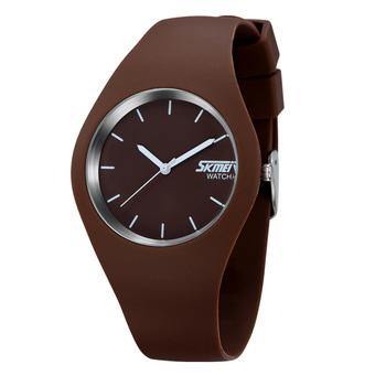 SKMEI Unisex Lovers Waterproof Silicone Strap Wrist Watch -Brown 9068 (Intl)  