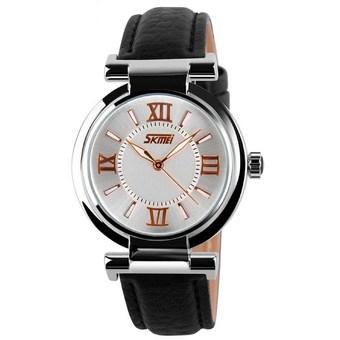 SKMEI Women's Black Leather Strap Watch 9075  