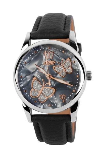 SKMEI Women's Butterfly 9079 Black Edition - Jam Tangan Wanita - Hitam - Tali Kulit Sintetis  