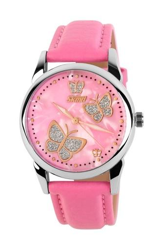 SKMEI Women's Butterfly 9079 Pink Edition - Jam Tangan Wanita - Pink - Tali Kulit Sintetis  