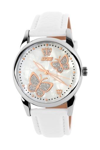 SKMEI Women's Butterfly 9079 White Edition - Jam Tangan Wanita - Putih - Tali Kulit Sintetis  