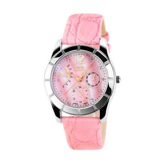 SKMEI Women's Diamond 6911 - Jam Tangan Wanita - Pink - Tali Kulit Sintetis  