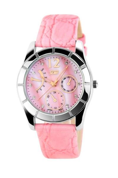 SKMEI Women's Diamond 6911 - Jam Tangan Wanita - Tali Kulit Sintetis - Pink