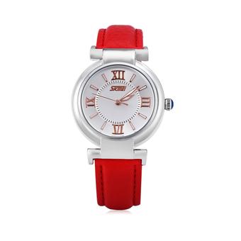 SKMEI Women's Red Leather Band Watch 9075 (Intl)  