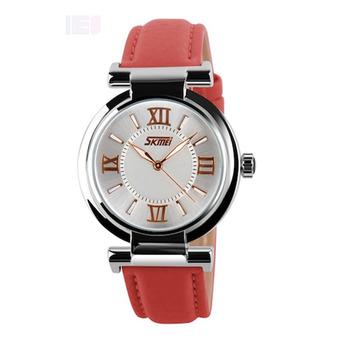 SKMEI Women's Red Leather Strap Watch 9075  