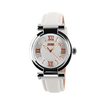 SKMEI Women's White Leather Strap Watch 9075  