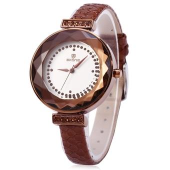 SKONE 5038 Diamond Figure Rhinestone Dial Women Quartz Watch (Brown) - Intl  