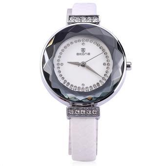 SKONE 5038 Diamond Figure Rhinestone Dial Women Quartz Watch White (Intl)  