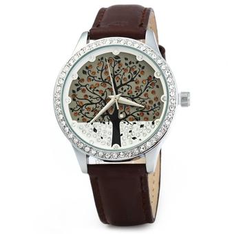 SKONE 5082 Women Quartz Imitation Diamond Wrist Watch Coffee (Intl)  