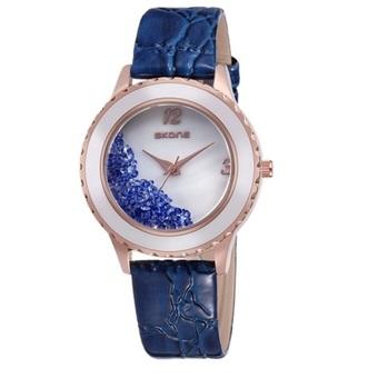 SKONE Casual Woman Leather Strap Watch Water Resistant 10m - 9324 - Biru  