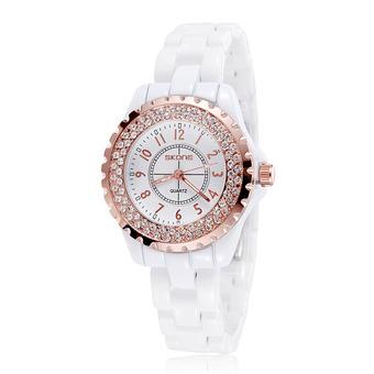 SKONE Korea fashion ceramic watch watch women students-Rose gold (Intl)  