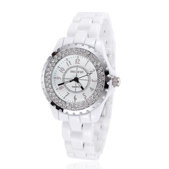 SKONE Korea fashion ceramic watch watch women students-Silver (Intl)  