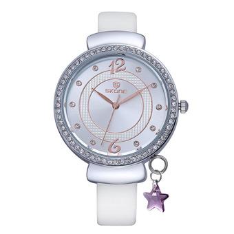 SKONE New Ladies Watch stereo digital scale small diamond edge fashion ladies watch-White (Intl)  