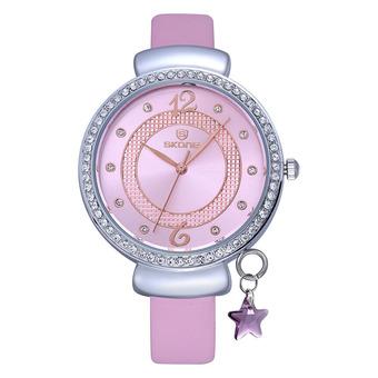 SKONE New Ladies Watch stereo digital scale small diamond edge fashion ladies watch-Pink (Intl)  