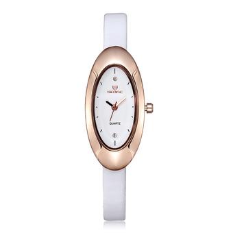 SKONE New fashion elegant goddess small oval dial genuine brand ladies watch-White Gold White (Intl)  