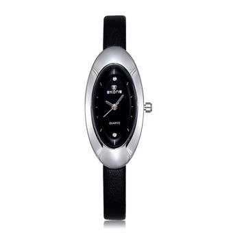 SKONE New fashion elegant goddess small oval dial genuine brand ladies watch-Black Silver Black (Intl)  